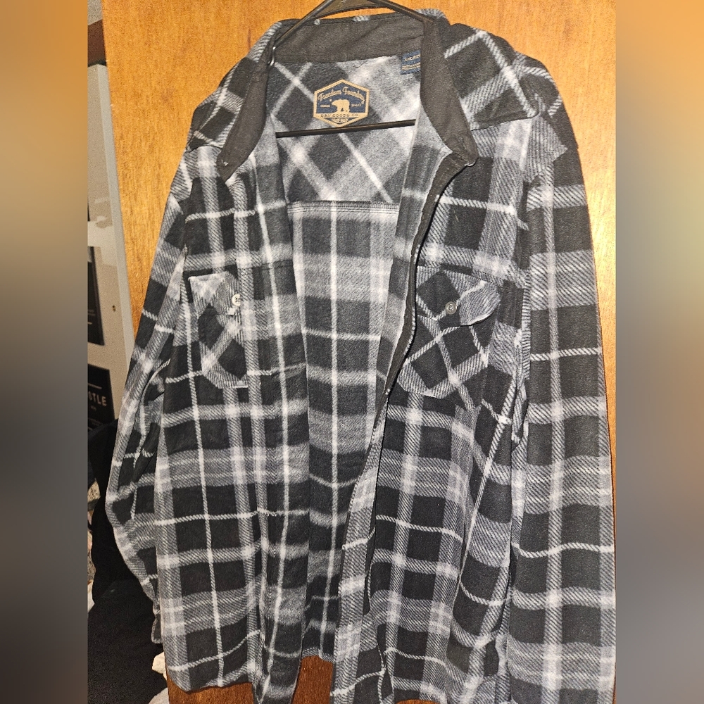 Black and grey fleece shacket